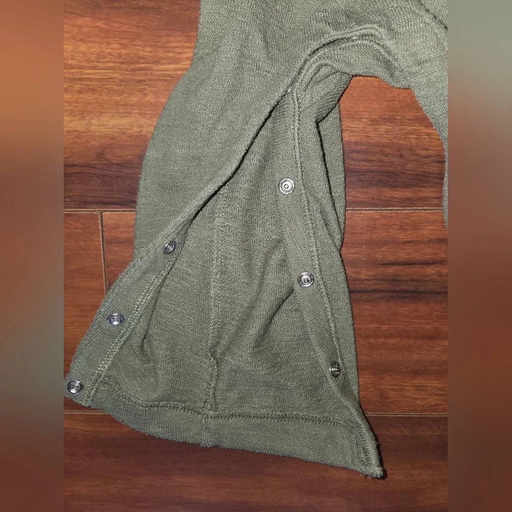 (2) Old Navy Olive Green & Brown Sleeveless Baby Henley Rompers Snap In Crotch